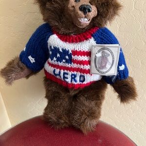 Kimbearly's Originals Resin Face Leather Tag Numbered Soft Body Teddy Bear HERO
